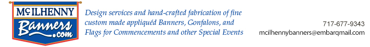 Design services and hand-crafted fabrication of fine custom made appliquéd banners, gonfalons, and flagsusemap=