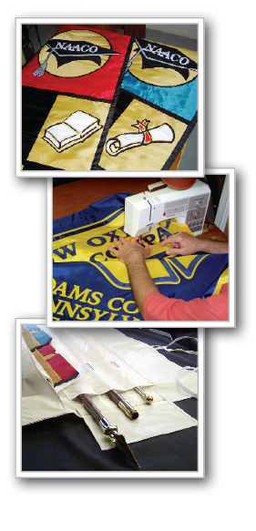 McIlhenny Freestanding Banners, Tablefront banners, gonfalons, handmade